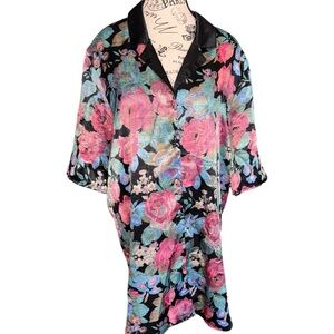 Vintage Victorias Secret Button Up Satin Night Shirt Size Medium